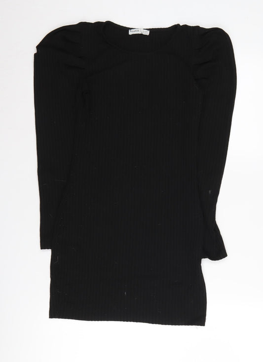 Pull&Bear Women's Black Bodycon Dress, Long Sleeve, Size S