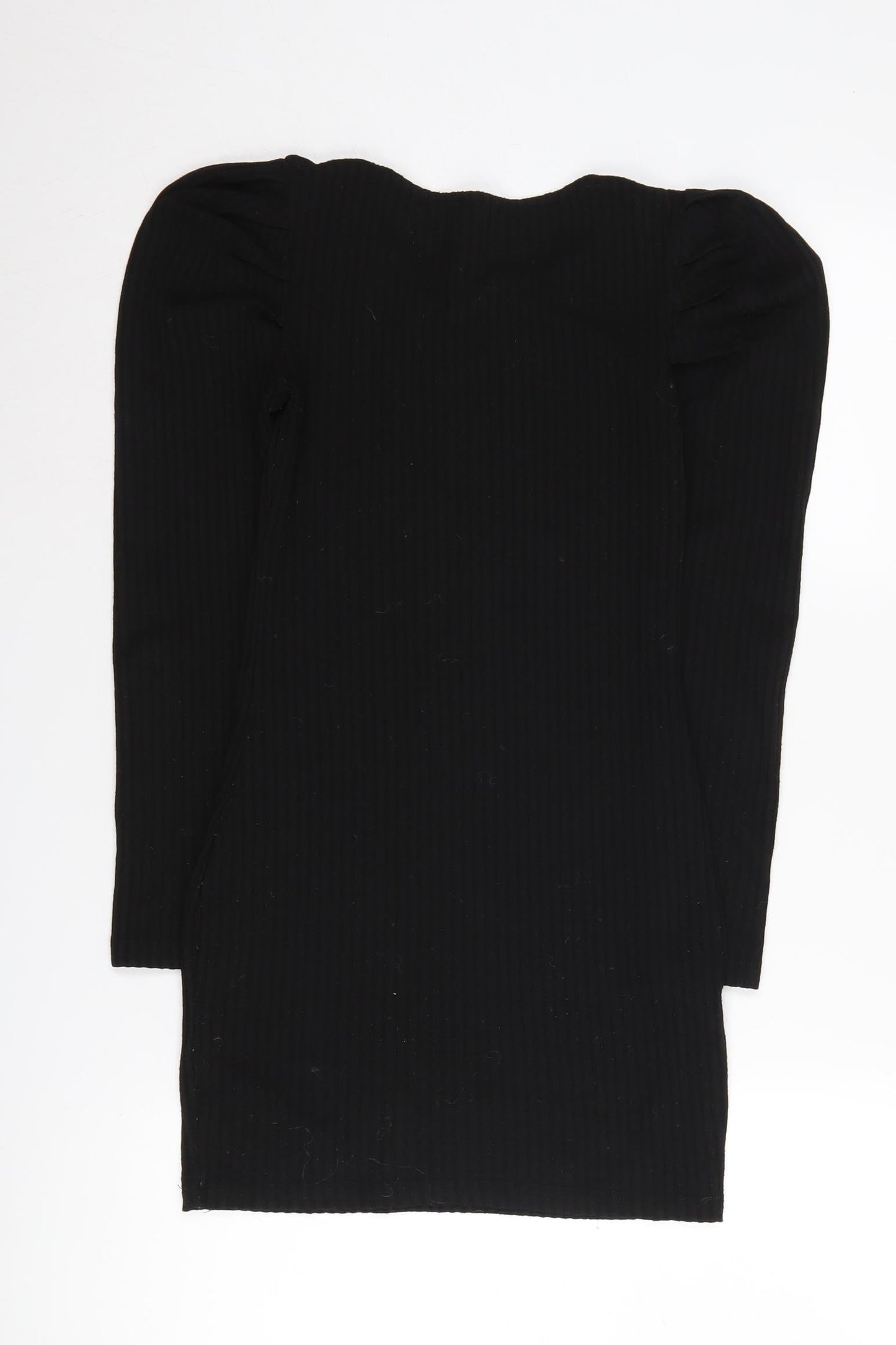 Pull&Bear Women's Black Bodycon Dress, Long Sleeve, Size S