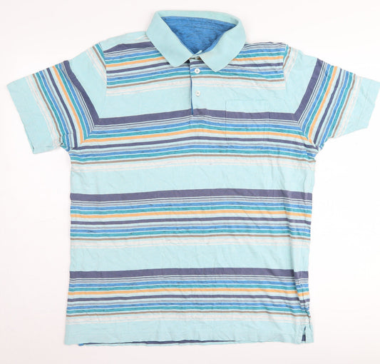Marks and Spencer Men's Large Multicoloured Striped Polo