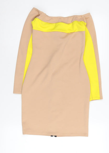 Boohoo Petite Beige Bodycon Dress, Size 8