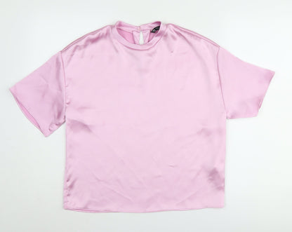 Womens UK Size 2XS Zara Pink Basic Blouse