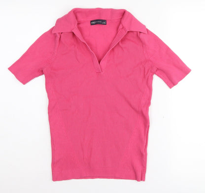 Womens UK Size S Marks and Spencer Pink Basic Polo