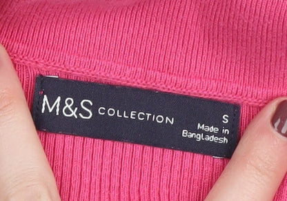 Womens UK Size S Marks and Spencer Pink Basic Polo