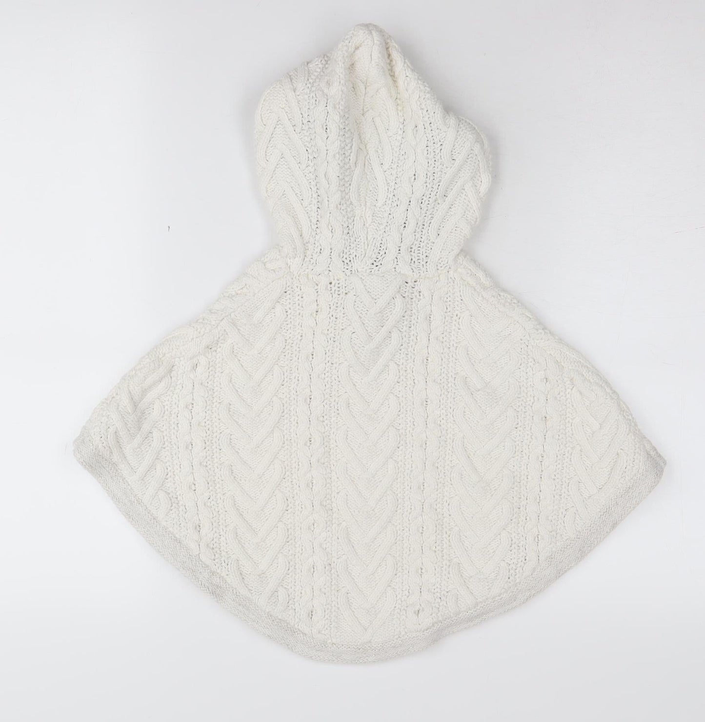 Cynthia Rowley Girls Ivory Hooded Cape, 3-4 Years, Fur Trim