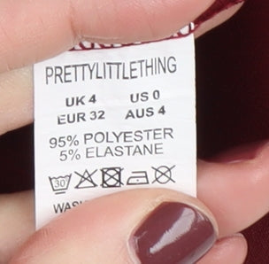 PrettyLittleThing Women's Red Trumpet Skirt Size 4