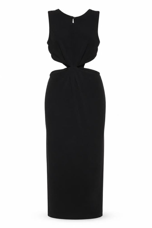 ASOS Black Long Bodycon Cut Out Dress Women UK 4