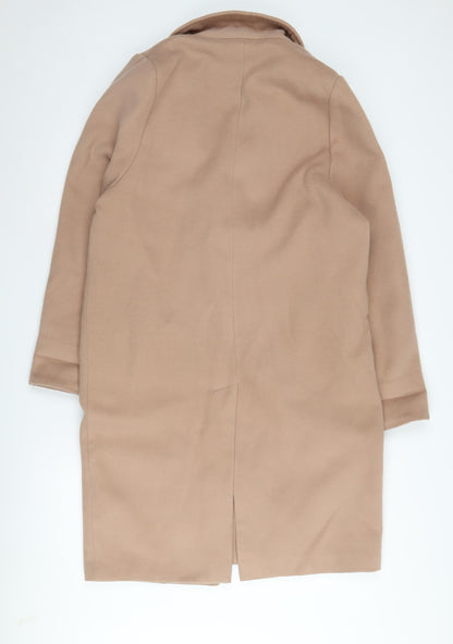 Boohoo Women's Beige Long Overcoat Size 8 Business Casual