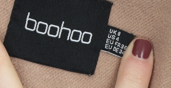 Boohoo Women's Beige Long Overcoat Size 8 Business Casual