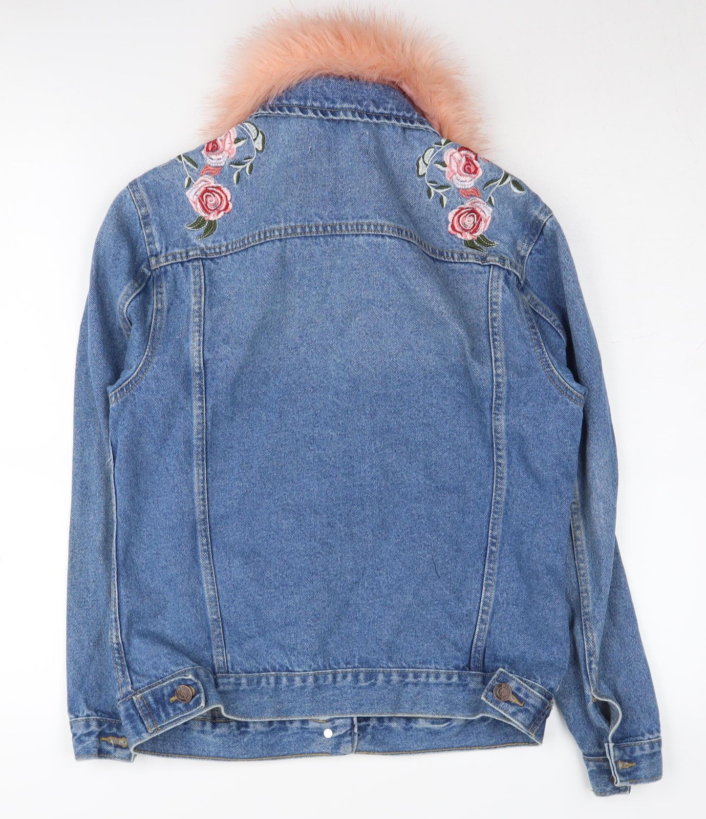 New Look Women’s Blue Embroidered Denim Jacket Size 8