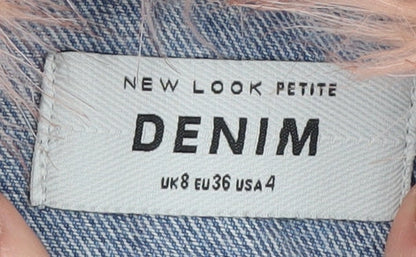 New Look Women’s Blue Embroidered Denim Jacket Size 8