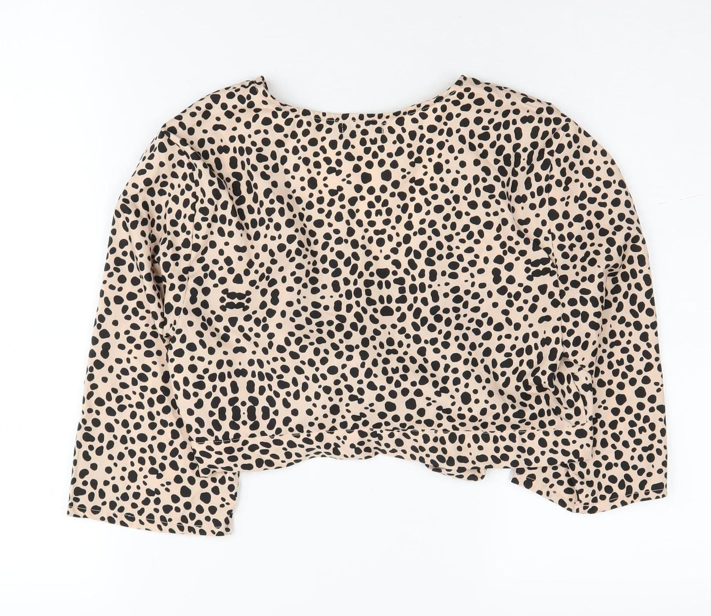 Nasty Gal Women's Beige Animal Print Cropped Blouse Size 12