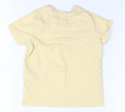 Marks and Spencer Boys Beige Cotton T-Shirt 3-4 Years