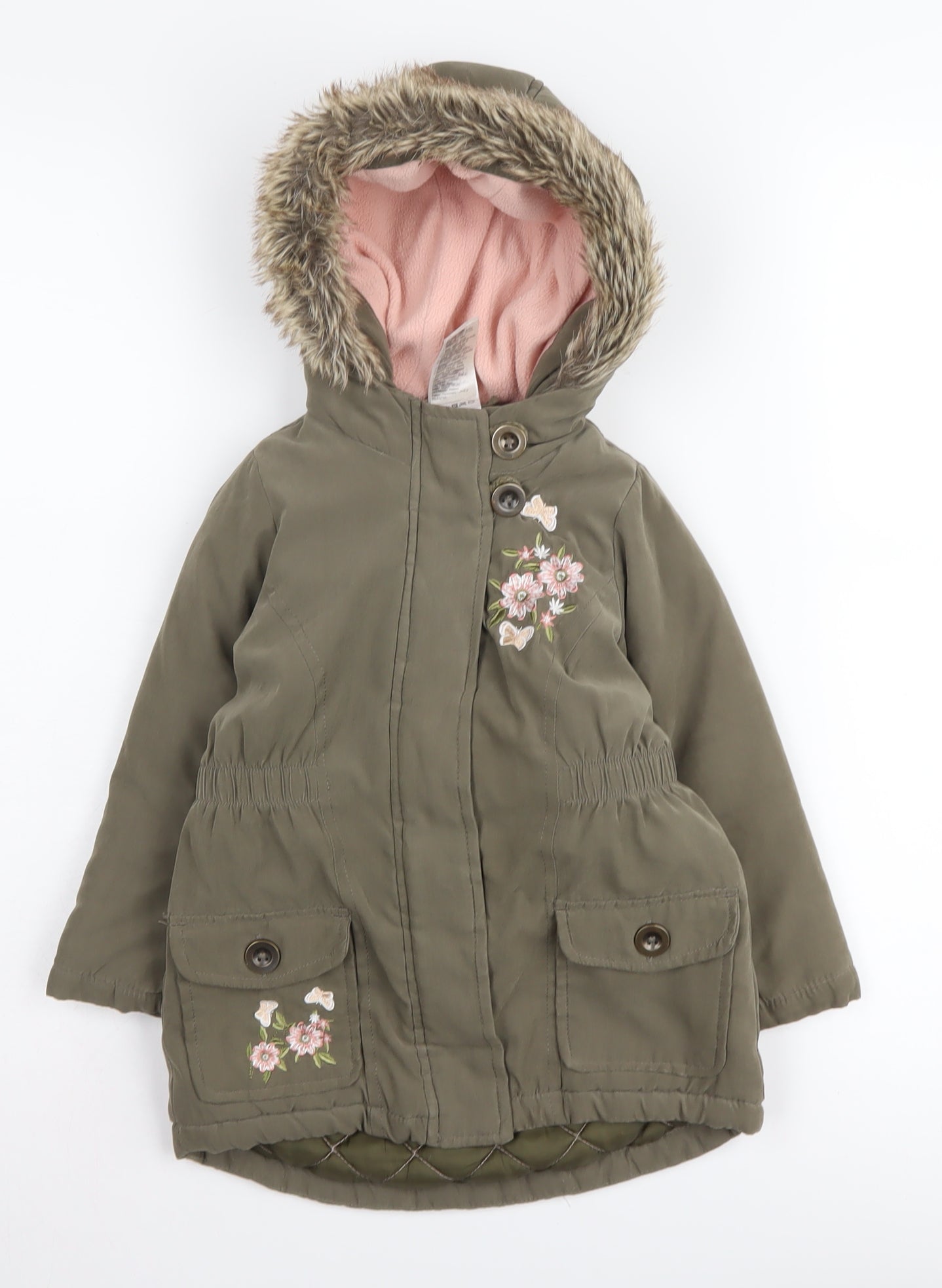 e-vie angel Girls Green Parka Coat 2 Years Hooded