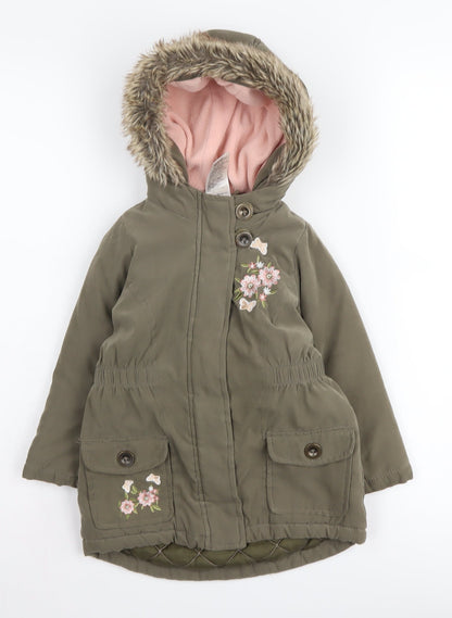 e-vie angel Girls Green Parka Coat 2 Years Hooded