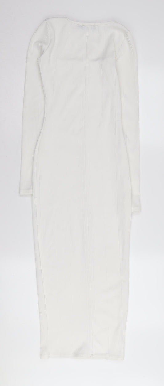 PrettyLittleThing Women's White Bodycon Dress, Size 8