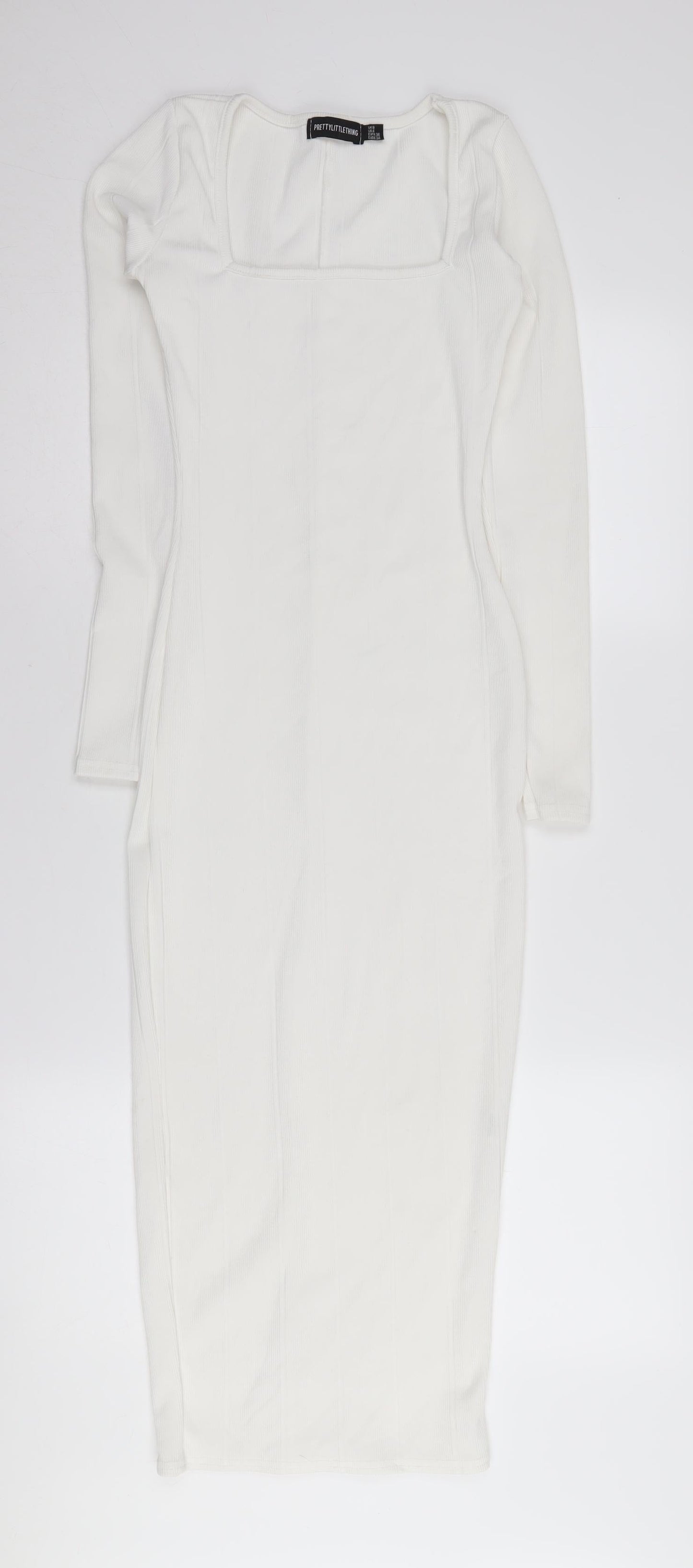 PrettyLittleThing Women's White Bodycon Dress, Size 8