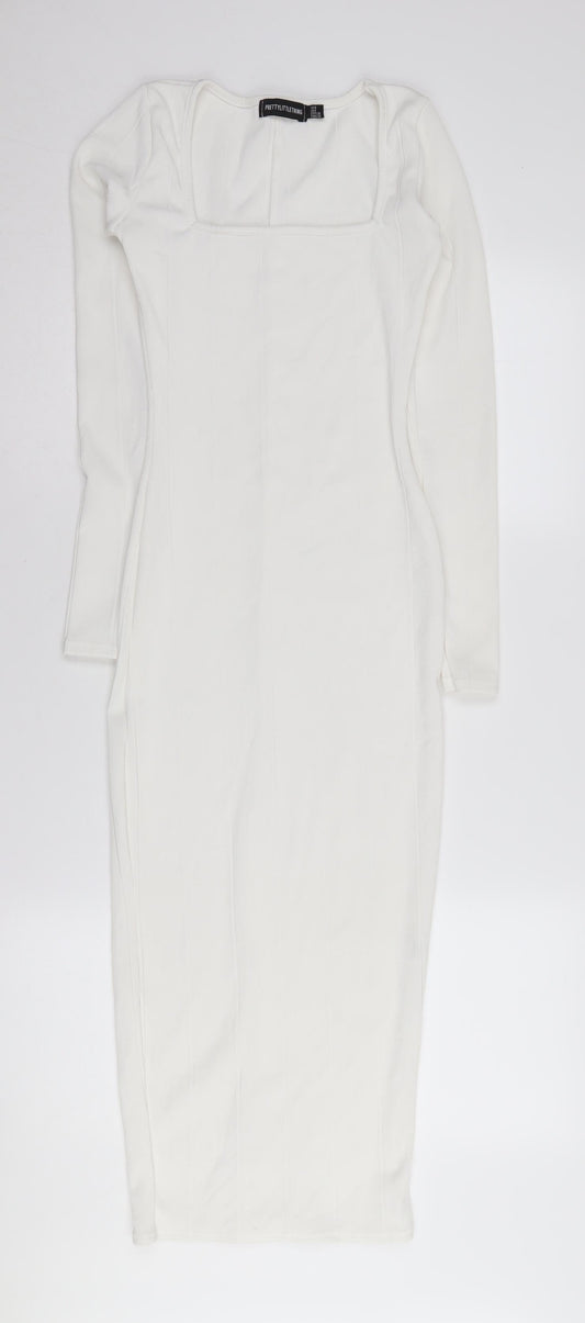 PrettyLittleThing Women's White Bodycon Dress, Size 8