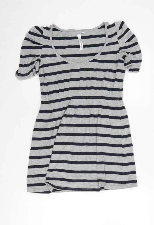 Next Women's Striped Mini Dress Grey Size 8