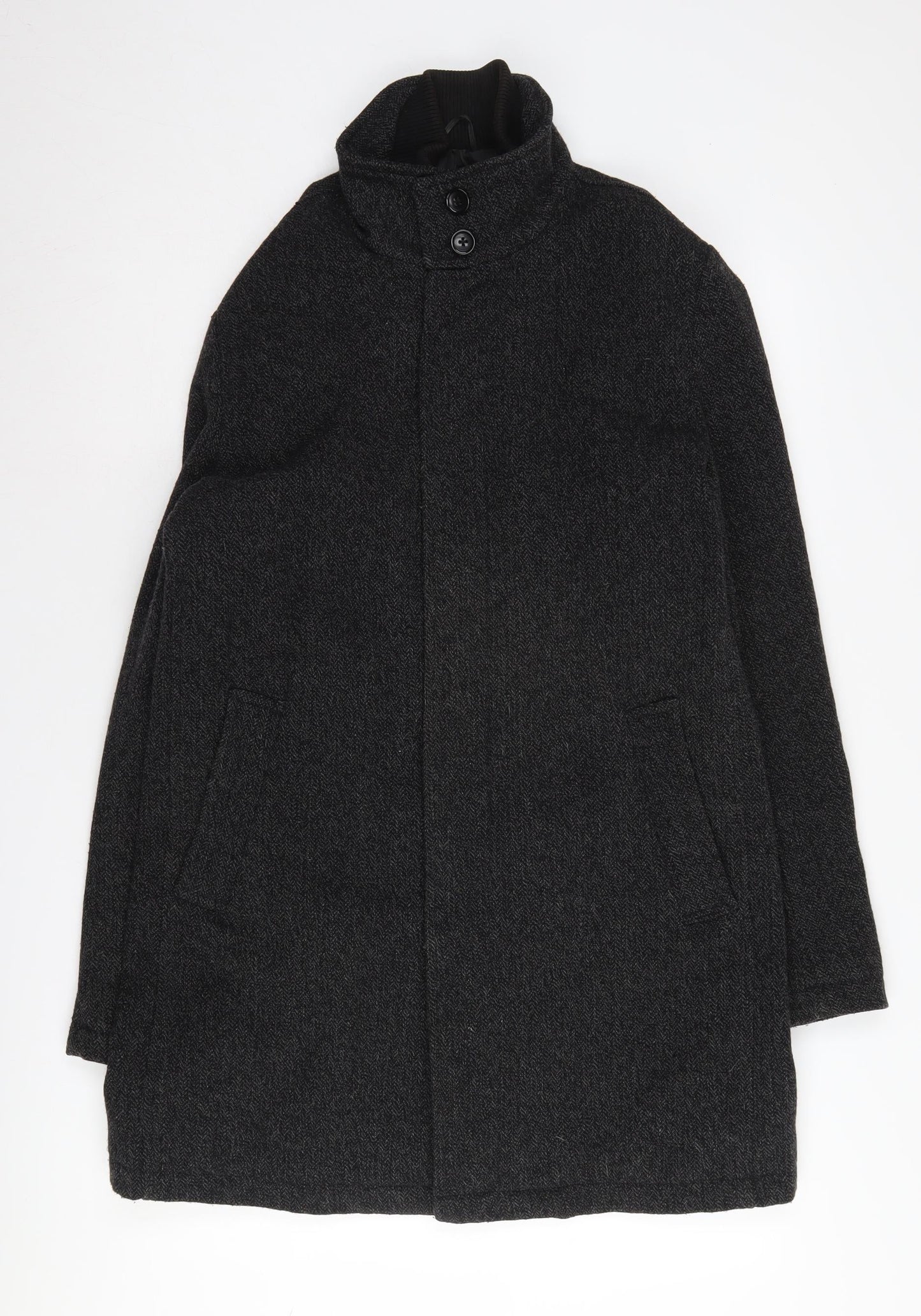 Mens UK Size M NEXT Black Overcoat