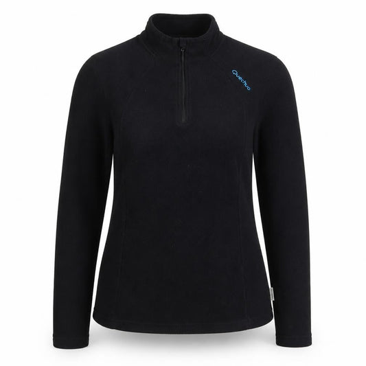Front view of Quechua Black unisex fleece sweatshirt xs