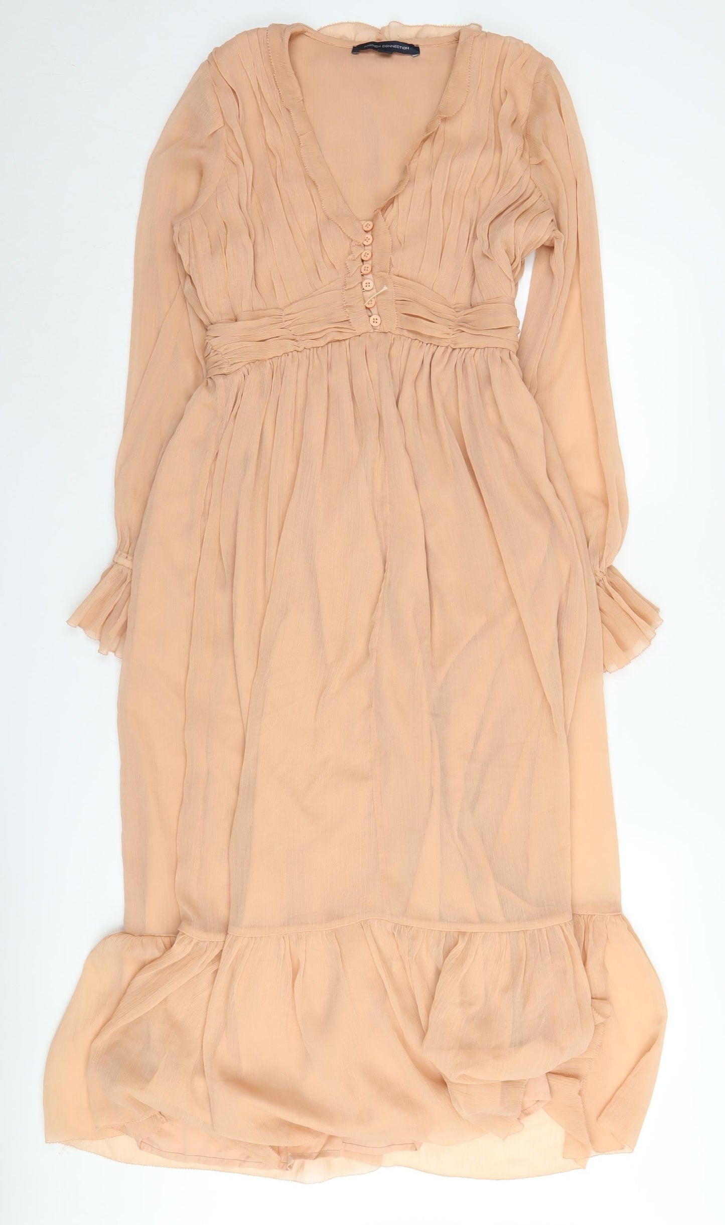 French Connection Women's Beige A-Line Midi Dress Size 8