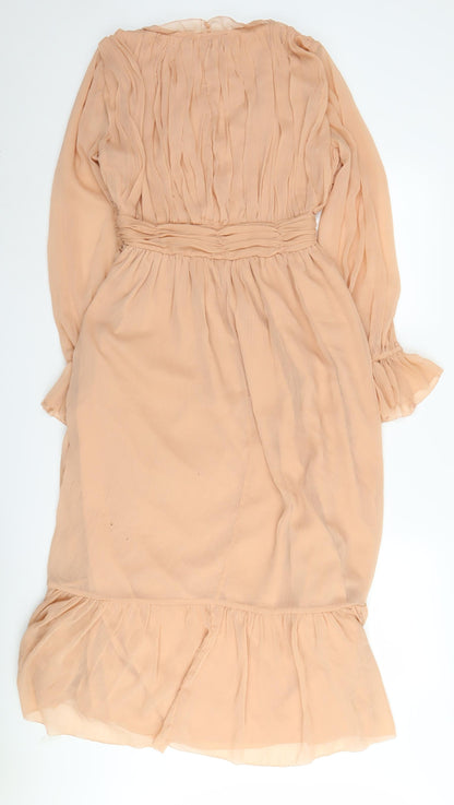 French Connection Women's Beige A-Line Midi Dress Size 8