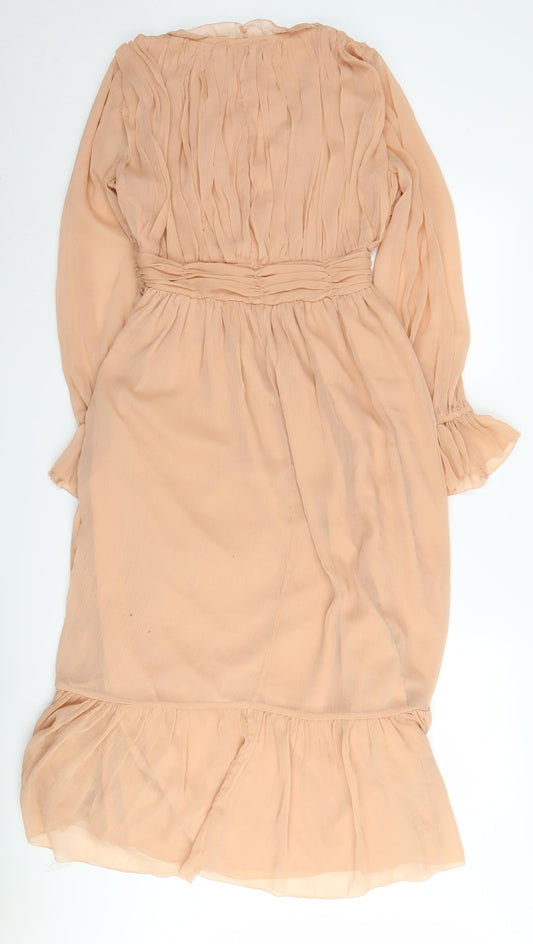 French Connection Women's Beige A-Line Midi Dress Size 8