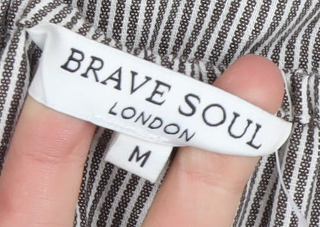 Brave Soul Women's Striped Pinafore Dress M