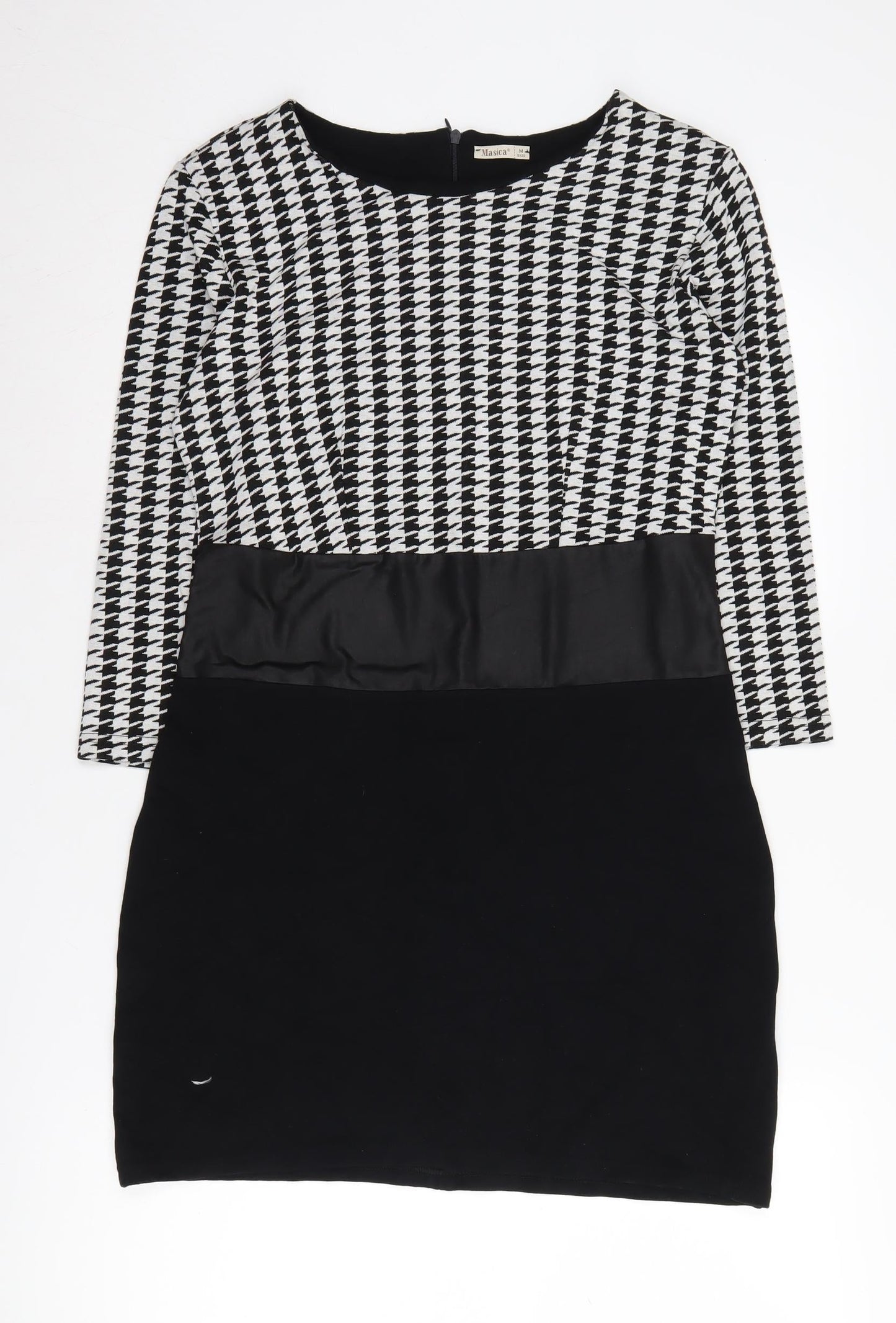 Masica Women's Black Houndstooth Sheath Dress M