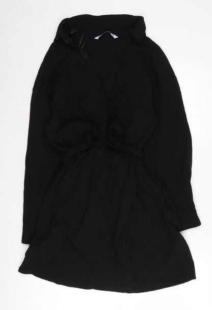 Zara Women's Black Long Sleeve Collared Dress M