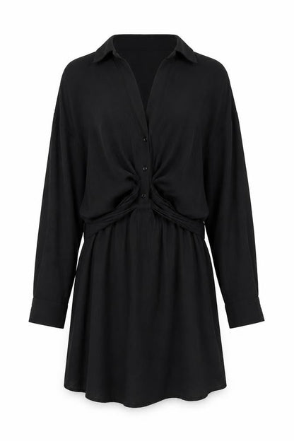Zara Women's Black Long Sleeve Collared Dress M