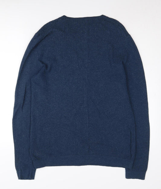Nigel Hall Men's Blue Pullover L Cotton Yak Jumper