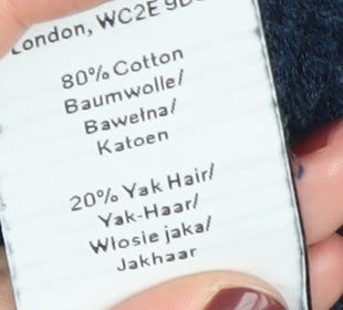 Nigel Hall Men's Blue Pullover L Cotton Yak Jumper