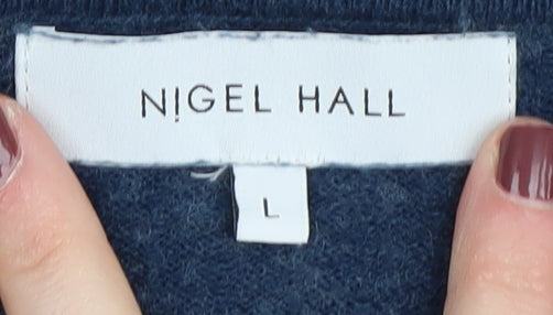 Nigel Hall Men's Blue Pullover L Cotton Yak Jumper