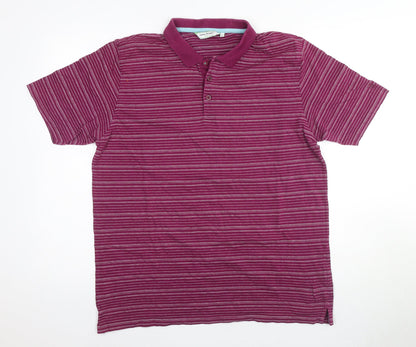 James Pringle Golf Men's Purple Striped Polo Shirt L