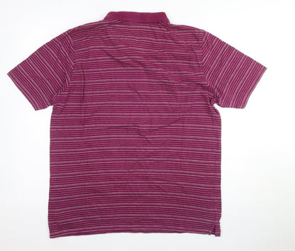James Pringle Golf Men's Purple Striped Polo Shirt L