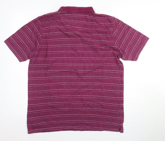 James Pringle Golf Men's Purple Striped Polo Shirt L