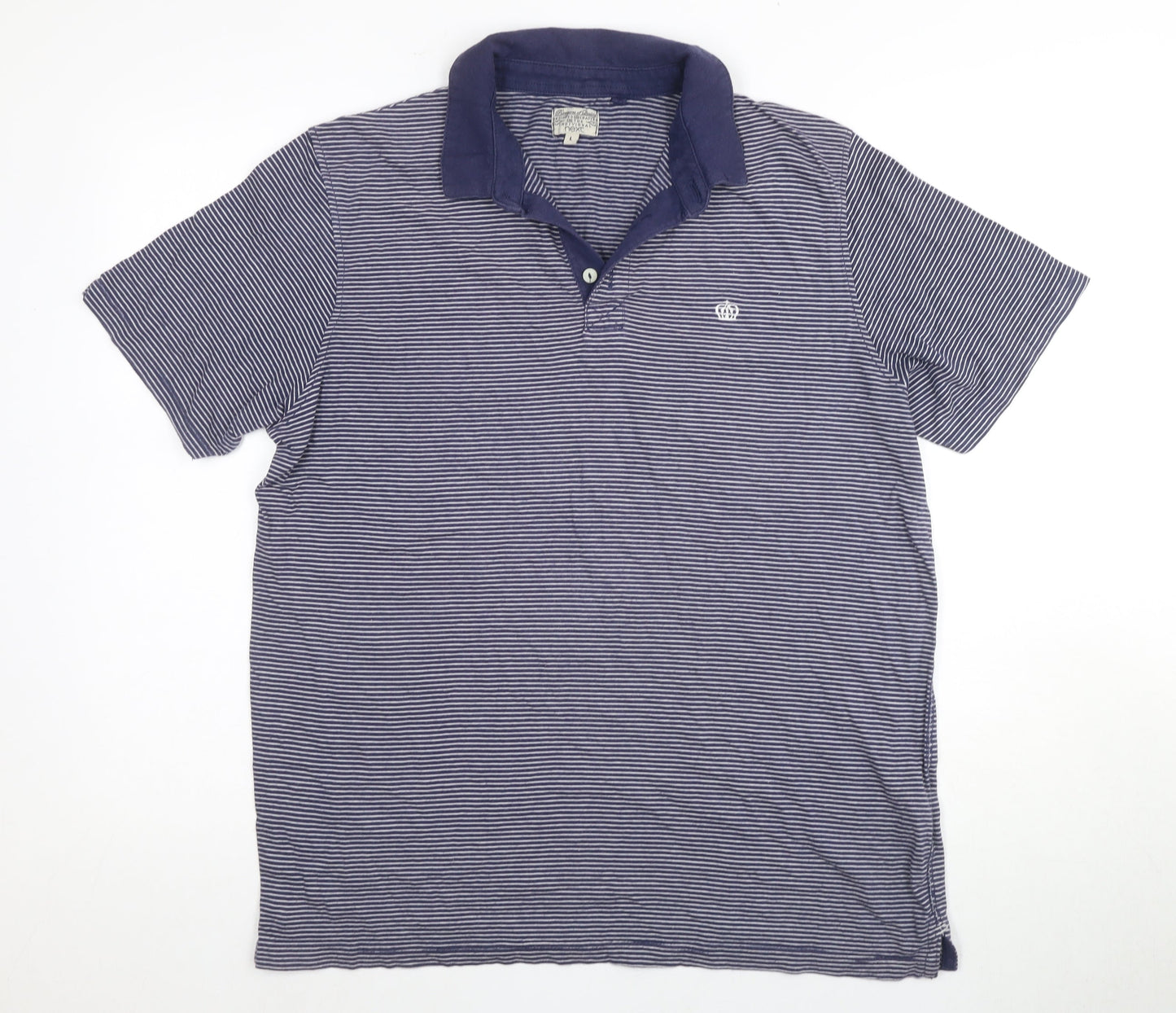Next Men's Blue Striped Polo, Large, Casual Short Sleeve