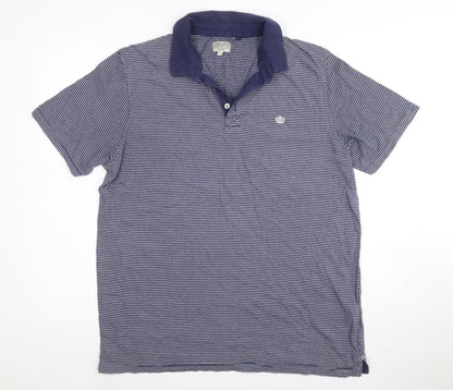 Next Men's Blue Striped Polo, Large, Casual Short Sleeve