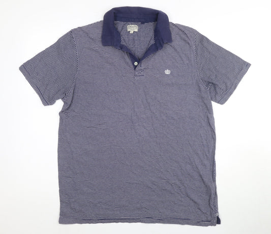 Next Men's Blue Striped Polo, Large, Casual Short Sleeve