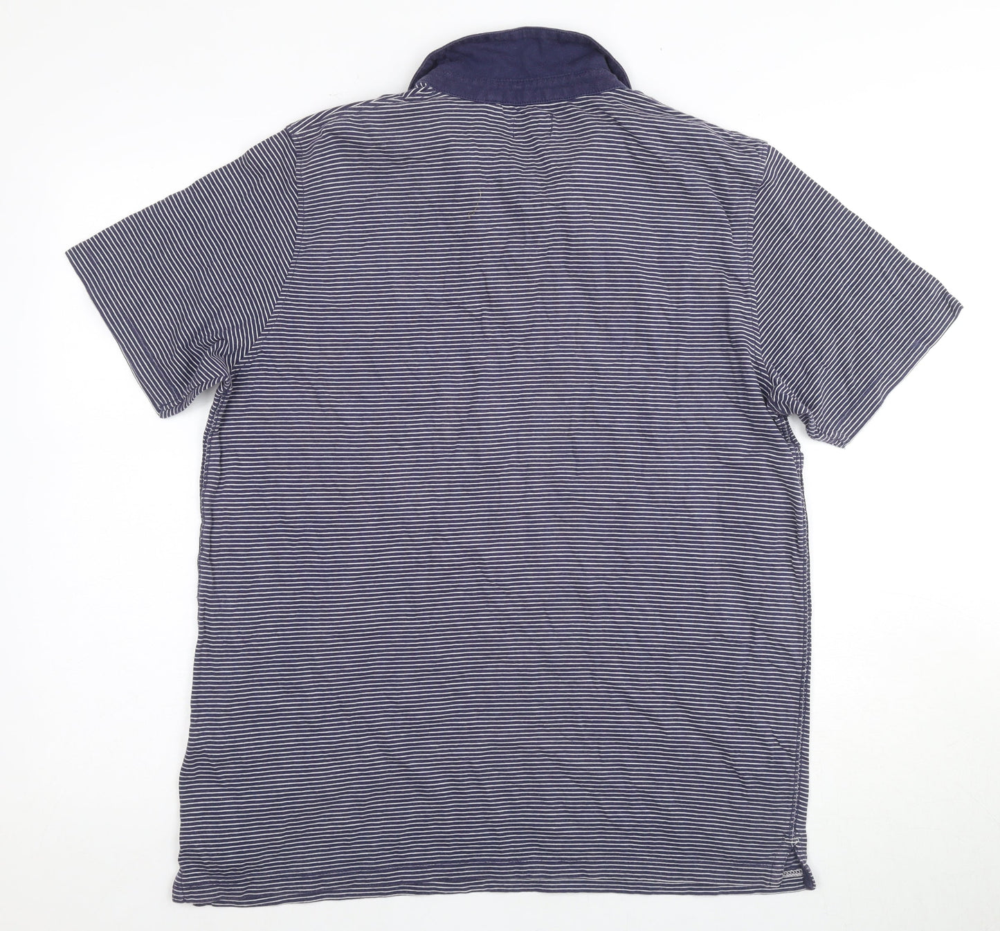 Next Men's Blue Striped Polo, Large, Casual Short Sleeve