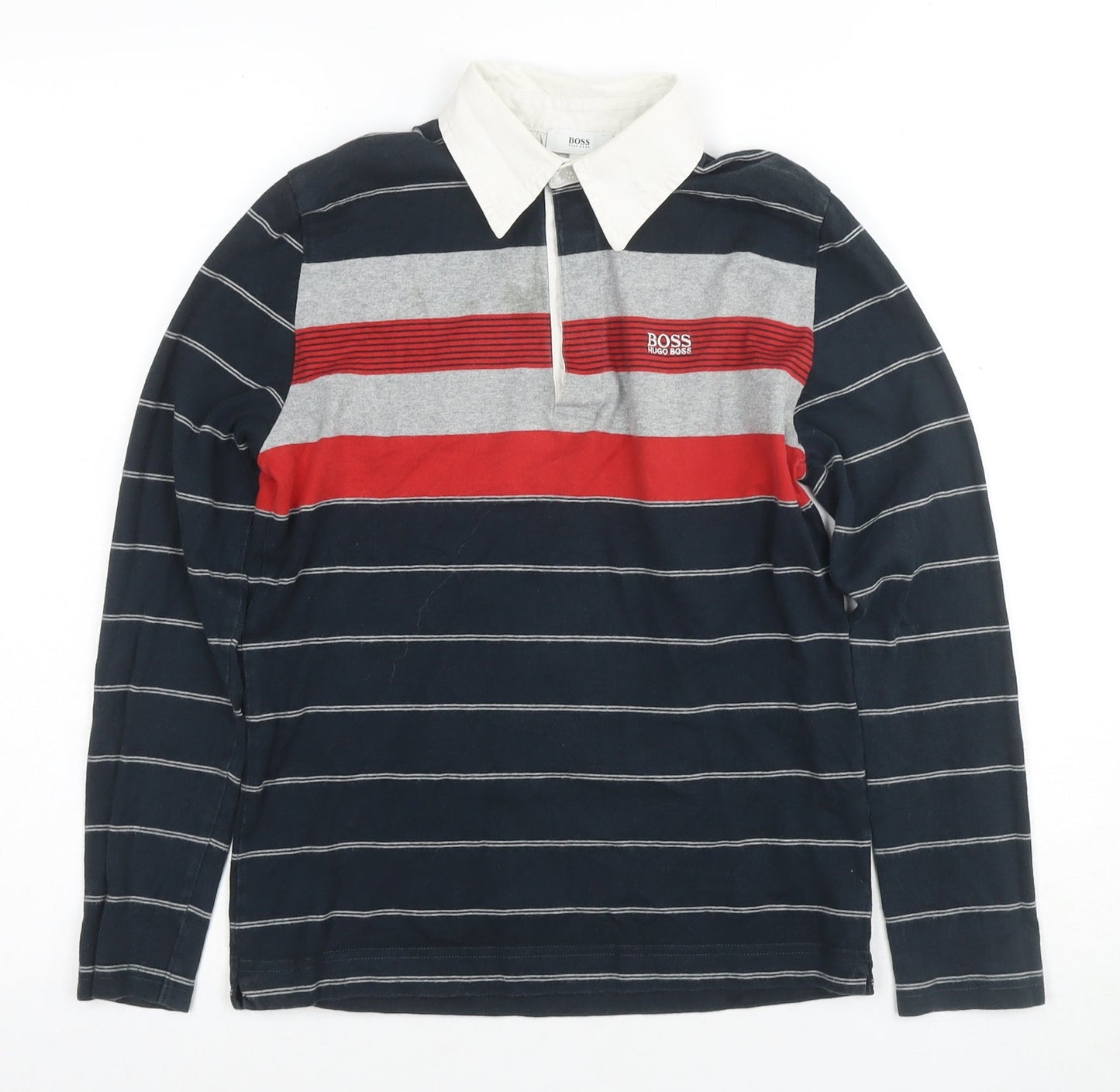 Boss Boys Polo Shirt Striped Long Sleeve Size 12