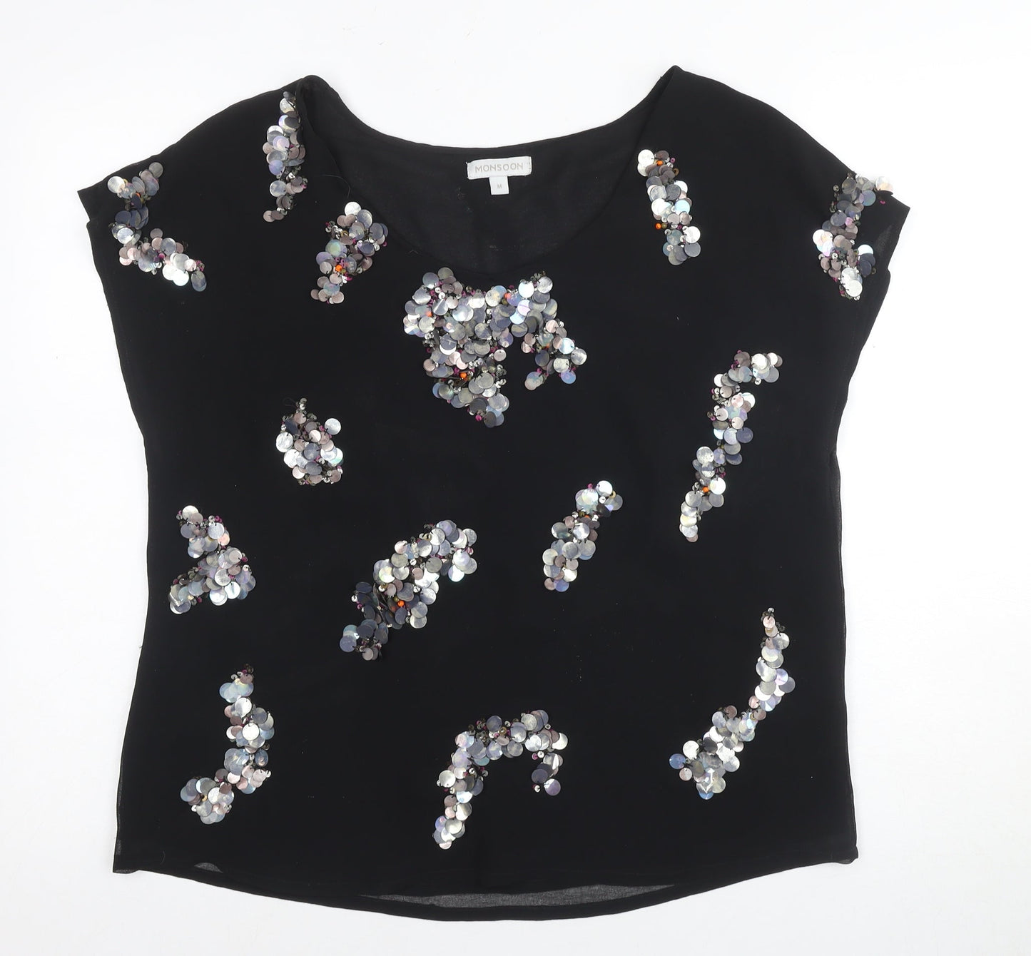 Womens UK Size M Monsoon Black Basic Blouse