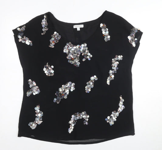 Womens UK Size M Monsoon Black Basic Blouse