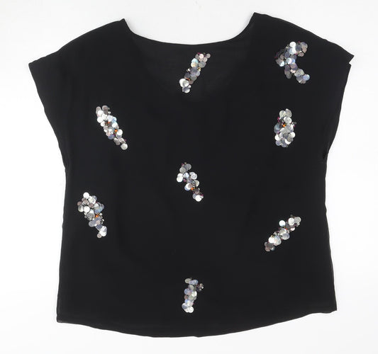 Womens UK Size M Monsoon Black Basic Blouse