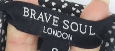 Womens UK Size S Brave Soul Black Basic Button-Up