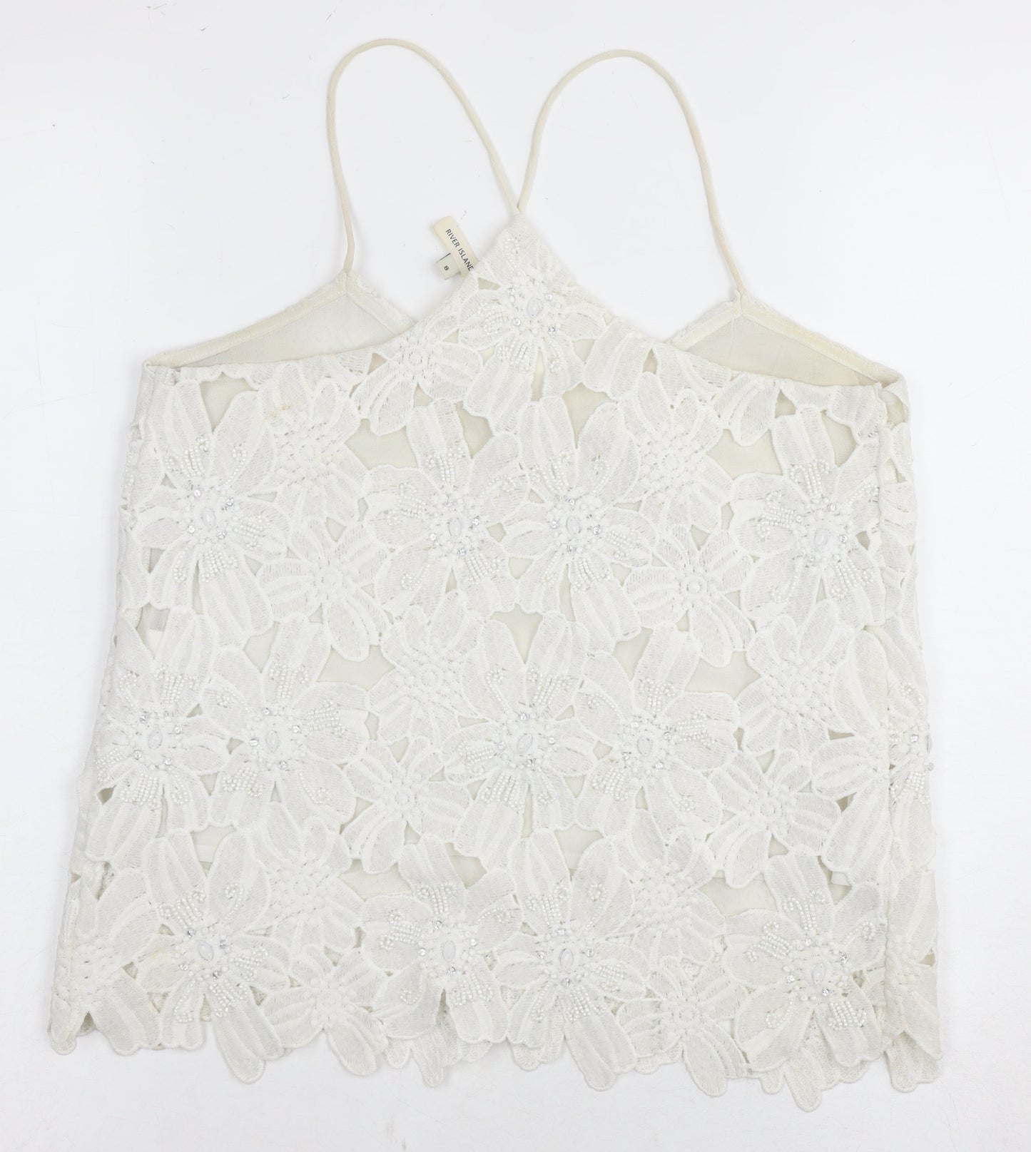Womens UK Size 8 River Island White Camisole Camisole