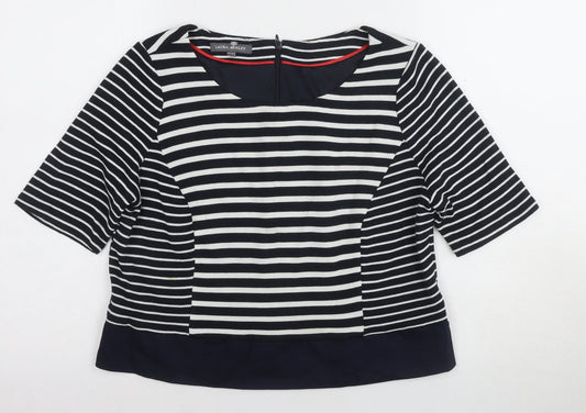 Laura Ashley Women's Black Striped Top Size 14
