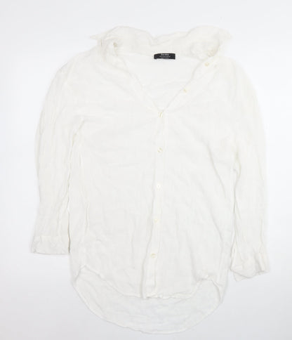 Womens UK Size S Bershka White  Button-Up