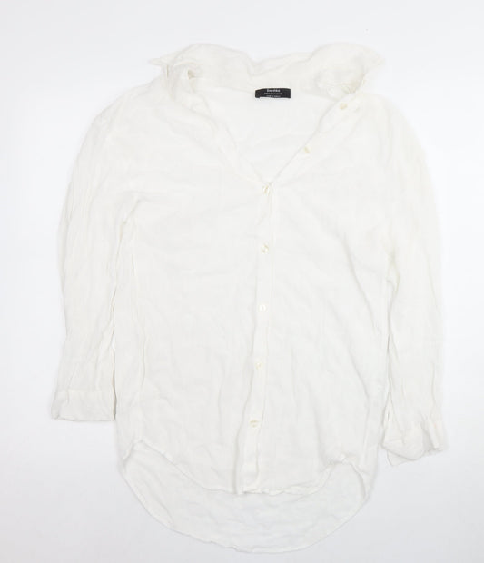 Bershka Women's White Button-Up Shirt, Size S, Casual